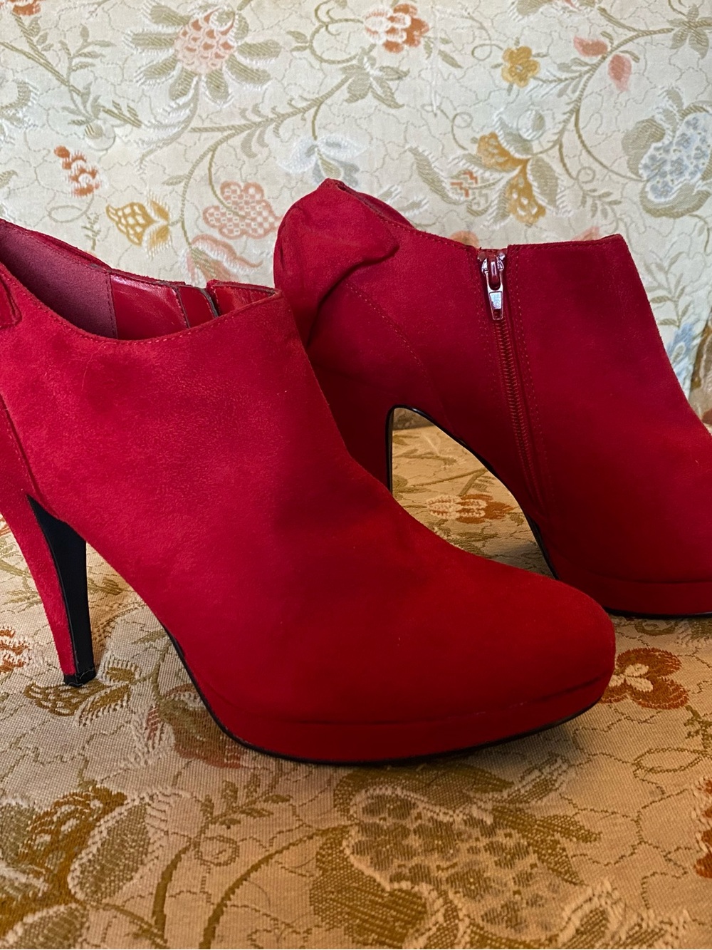 Impo Red Suede High Heel Ankle Booties- Size 10